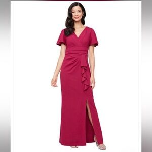 SLNY Women's Fuchsia Formal Maxi Dress